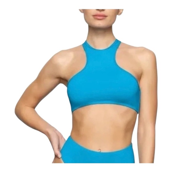 SKIMS Swim High Neck Racerback Top Turquoise - Picture 1 of 6